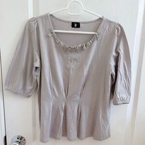 Japanese brand Women's Scoop Neck Top with Ribbon/beads Detail
